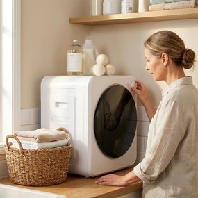 HOMCOM Mini suszarka do ubrań 4 kg z 5 programami do 60℃ 800W/400W suszarka wywiewna z odwracalnym bębnem ze stali nierdzewnej, biały | Aosom PL