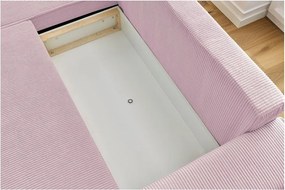 Różowy sztruksowy rozkładany narożnik (strona zmienna) Nihad – Bobochic Paris