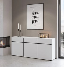 Komoda CROSS 3D3S 180cm biała/czarna HELVETIA