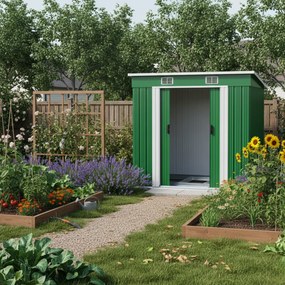 Domek narzędziowy L do ogrodu zielony Gardebruk