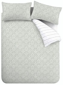 Biało-zielona pościel dwuosobowa z perkalu bawełnianego 200x200 cm Scallop Floral – Bianca