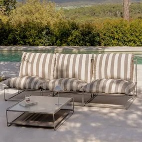 Zestaw Ogrodowy Z Modułową Sofą 3-częściową I Rozkładanym Stolikiem Bocznym Amaro Kremowa Tapioca - Mokka Brąz - Sklum