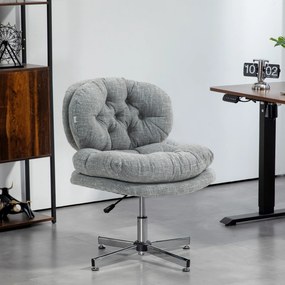 HOMCOM Fotel biurowy bez podłokietników krzesło do biurka obrotowe regulowana wysokość tapicerowane szare do komputera pracy 65x65x84~94 cm | Aosom PL