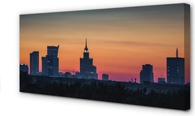 Duży obraz na płótnie Zachód Słońca nad Warszawą