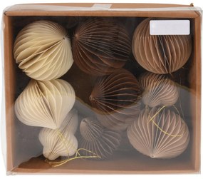 Zestaw ozdób papierowych Ormaments beżowy, 8 cm, 9 szt.