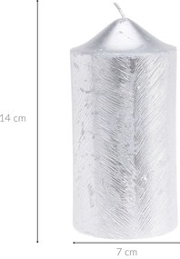 Świeca ozdobna z metalicznym wzorem, 7 x 14 cm