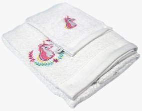 Zestaw kąpielowy z haftem, rękawica + ręcznik 70 x 130 cm
