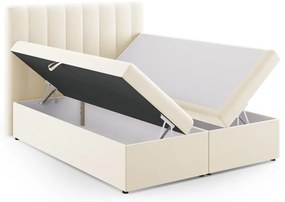 Beżowe łóżko boxspring ze schowkiem 160x200 cm Gina – Milo Casa