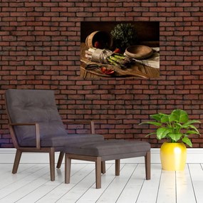 Obraz szparagów na stole (70x50 cm)