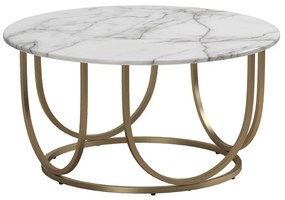 Okrągły stolik w biało-złotym kolorze w dekorze marmuru ø 79 cm Gwyneth – CosmoLiving by Cosmopolitan