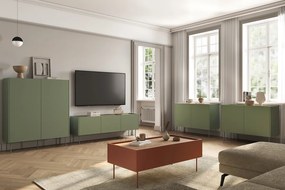 Szafka RTV Desin 170 cm z metalowymi nogami - oliwka / dąb nagano