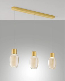 Lampa wisząca LED Lapo 36 W, 3900 lm, 3000 K, ciepła biel, metalowa rama i koniakowe szkło borokrzemianowe, ściemnialna - Lapo