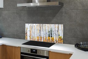 Panel szklany do Kuchni Jesień w Brzozowym Gaju