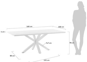 Biały stół Kave Home Arya, 160 x 100 cm