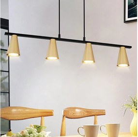 NETTLIFE Lampa wisząca do jadalni, wisiorek złota: nowoczesna lampa wisząca GU10 e 4 metalowe płomienie w industrialnej czerni