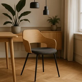 Krzesło Tapicerowane z Drewna Giętego ORBI Dąb Złoty/Czarne Nowoczesne Loft