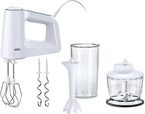 Mikser Braun MultiMix 3 500W 5 Prędkości z Haczykami do Ciasta, Mini Siekacz 500ml i Miarka 600ml
