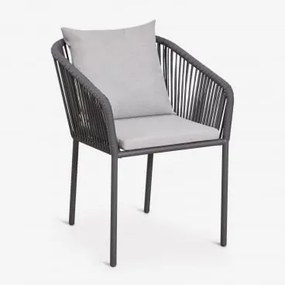Krzesło Ogrodowe Z Podłokietnikami Z Plecionej Liny Arhiza Classic Grafitowa Szarość - Sklum
