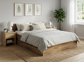 Łóżko ELISA 140 x 200 cm, dąb artisan Stelaż: Bez stelaża, Materac: Bez materaca