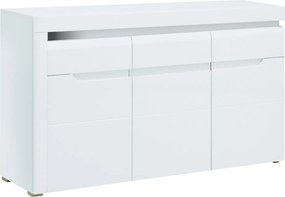 Komoda Trzydrzwiowa z Szufladą do Salonu IVORY Biała / Biały połysk 152 cm Nowoczesna