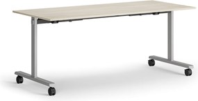 Mobilny stół MATCH, 180x80 cm, szara podstawa, dąb naturalny