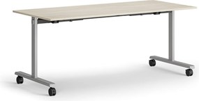 Mobilny stół MATCH, 180x80 cm, szara podstawa, dąb naturalny