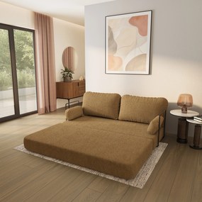 Masseno Sofa piankowa NIKSI z funkcją spania, Kanapa z pianki do salonu, Bezmontażowa, Tkanina bucle – Miodowy QUELLE 17
