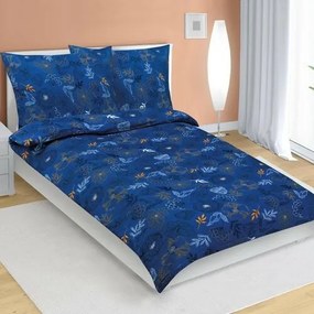 Bellatex Pościel krepa Louka ciemnoniebieska, 140x 200 cm, 70 x 90 cm
