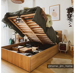 Łóżko ze skrzynią - 140 × 190 cm - Kolor: Naturalny - ELPHEGE