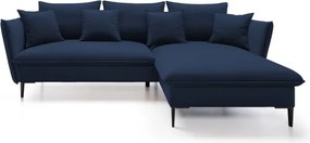 Narożnik GLOSS Prawostronny z funkcją spania, zestaw z poduszkami wolnostojący tkanina RIVIERA 96 Ciemny szary WERSAL