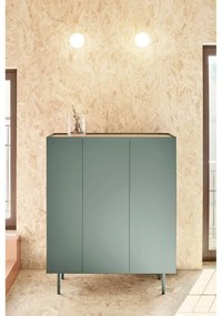 Zielona wysoka komoda w dekorze dębu 95x120 cm Arista – Teulat