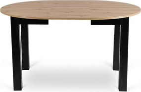 Zestaw Stół Okrągły Rozkładany HARRY 102-142 cm Dąb Artisan/Czarny i 4 Krzesła Tapicerowane ROBIN Szare Nowoczesne