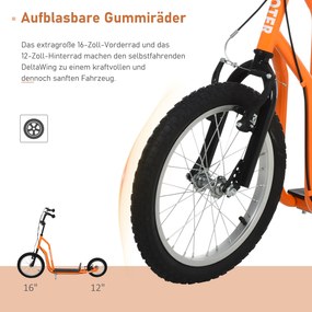 Hulajnoga miejska hulajnoga dla dzieci opony pneumatyczne regulacja aluminium pomarańczowy | Aosom.pl