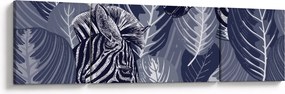 Obraz - Niebieskie zebry (170x50 cm)