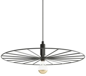 Czarna duża lampa wisząca z drucianym kloszem 60 cm - A194-Frik