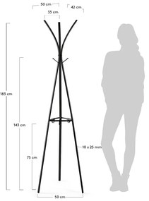 Czarny wieszak Kave Home Stearn, wys. 183 cm