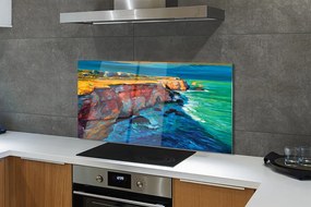 Szklany Panel Skały nad Brzegiem Morza