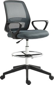 Vinsetto Ergonomiczny Fotel Biurowy z Podłokietnikami i Regulowanym Podnóżkiem Siatka Szary