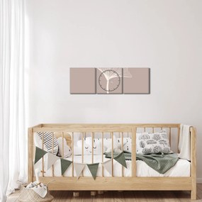 Obraz - Beżowe liście N⁰5 (z zegarem) (90x30 cm)