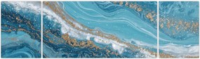 Obraz - Jasnoniebieski marmur ze złotem I. (170x50 cm)