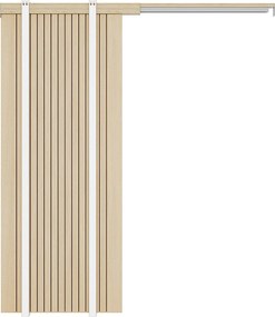 Drzwi przesuwne z systemem chowanym w ścianie z drewna i MDF z prążkami - W205 x S93 cm - AREZO