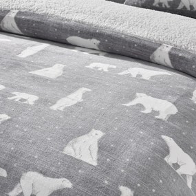 Szara pościel dwuosobowa z materiału sherpa 230x220 cm Cosy Polar Bear – Catherine Lansfield
