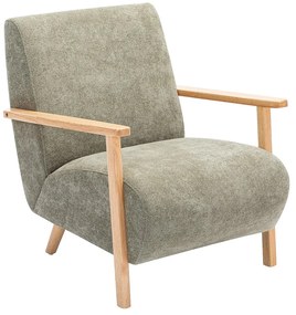 Fotel drewniany z zieloną tapicerką - JULOMO