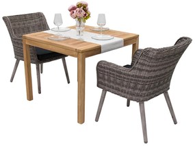 Zestaw ogrodowy teak VICTORIA QUATRO 1+2 (szary)
