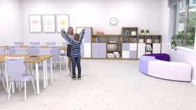Zestaw mebli do szkoły podstawowej Blox Colours 17, fronty pastelowe fioletowe