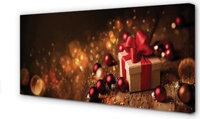 Fotoobraz na płótnie Prezent, Bombki i Deski