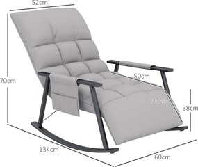 HOMCOM Fotel Bujany z Podnóżkiem - Regulowane Oparcie, Mikrofaza, Szary - Relaks w Salonie