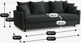 Sofa z Funkcją Spania MARIELA Ciemnoszara Skandynawska