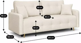 Nowoczesna sofa Elivo z funkcją spania i pojemnikiem na pościel w kolorze beżowym