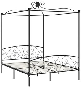 Czarne metalowe łóżko z baldachimem 120x200 cm - Ifrexi